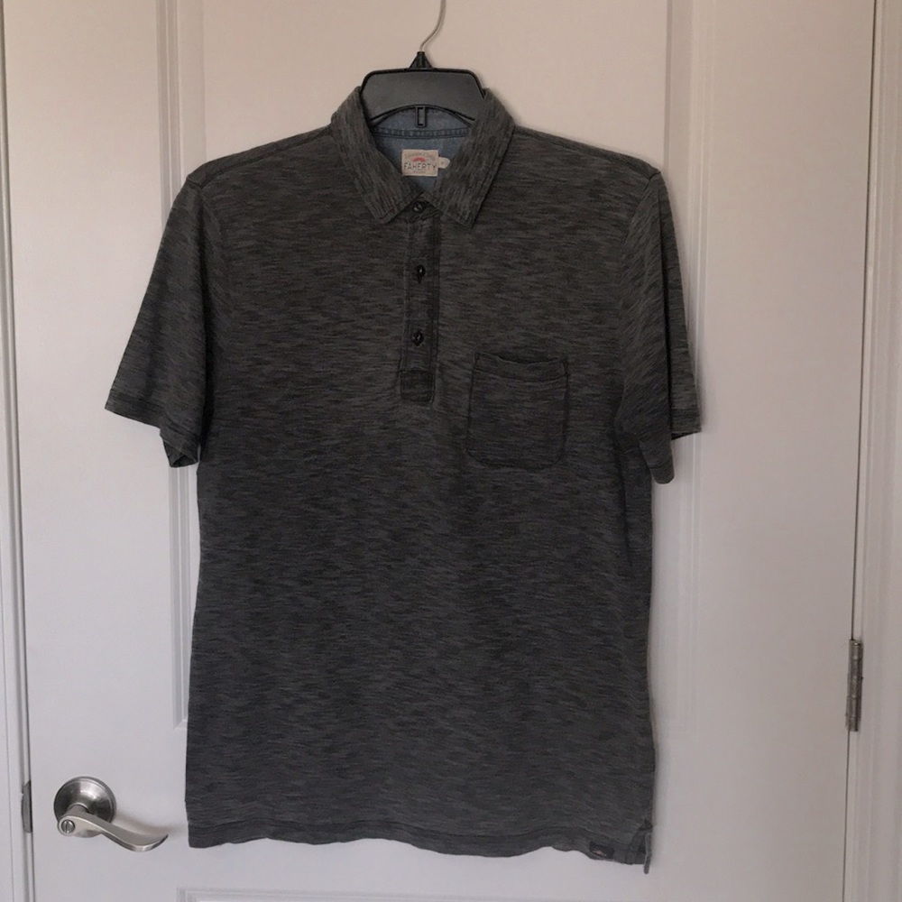 Men's Faherty Gray Polo Shirt